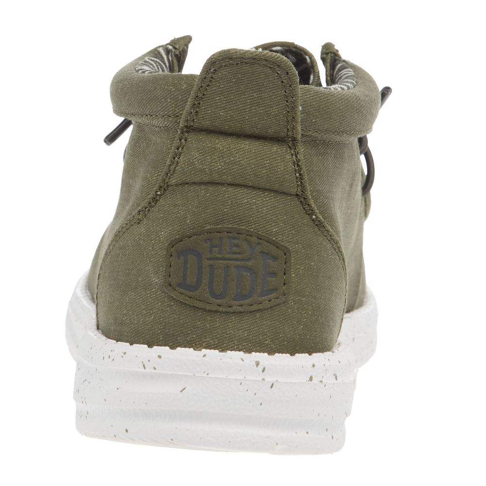 Hey Dude Men's Wally Mid Canvas Olive Casual Shoe — NRS
