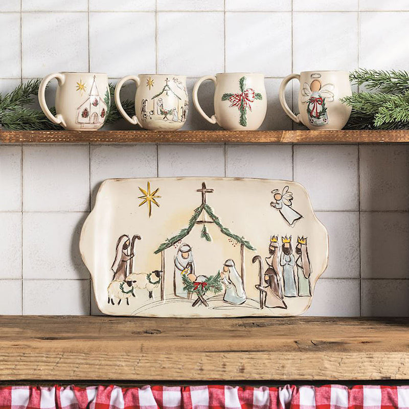 Mud Pie Nativity Stoneware Platter