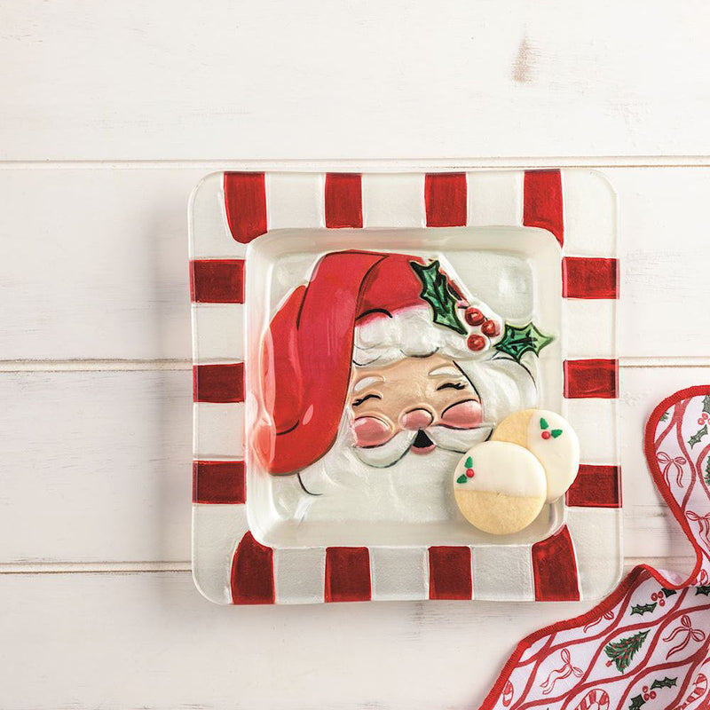 Mud Pie Santa Glass Platter