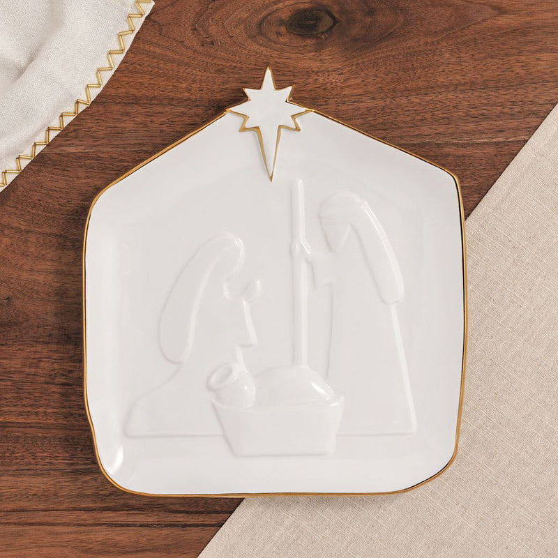Mud Pie Gold Edge Nativity Platter