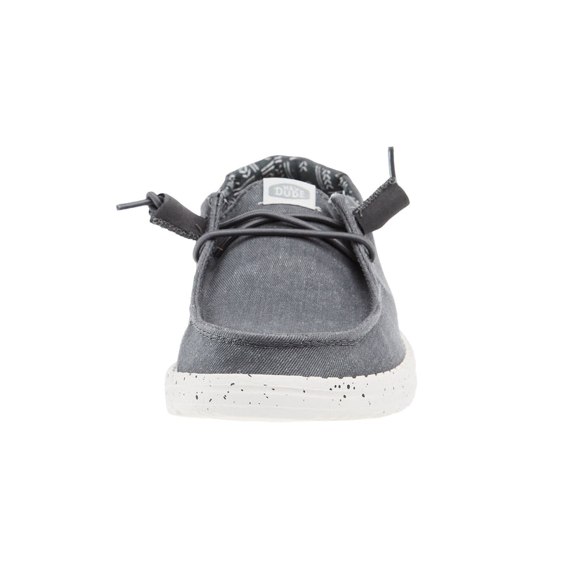 Hey Dude Womens Wendy Dark Grey Stretch Canvas Casual Shoe