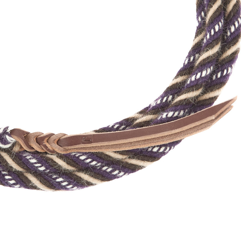 T3 Weavers 5/8 inch by 22 feet Purple, White, Tan 100% Alpaca Mecate Reins