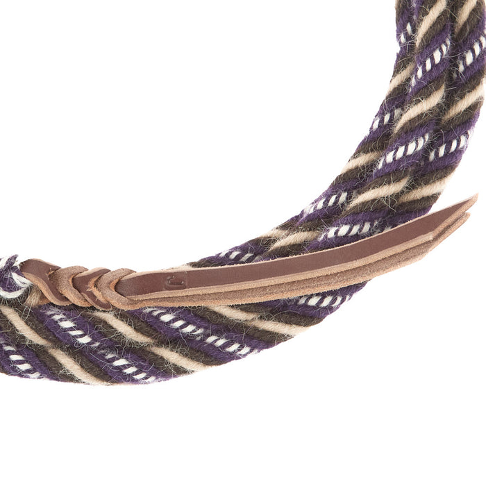 T3 Weavers 5/8 inch by 22 feet Purple, White, Tan 100% Alpaca Mecate Reins