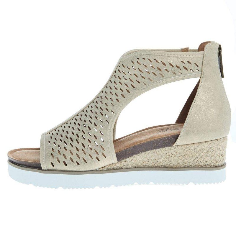 Corkys Footwear Womens Corky Sugar Momma Gold Wedge Sandal
