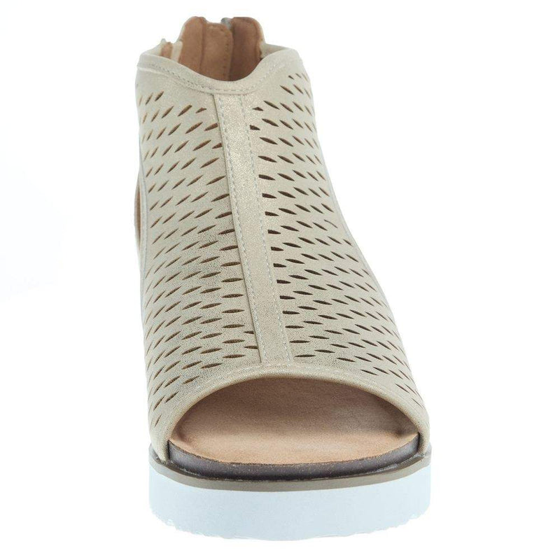 Corkys Footwear Womens Corky Sugar Momma Gold Wedge Sandal