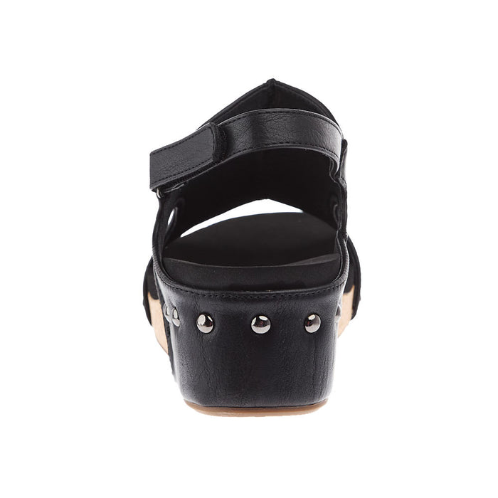 Corkys Footwear Women`s Corky Volta II Black Smooth Wedge Sandals