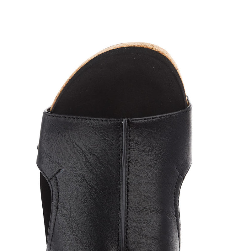 Corkys Footwear Women`s Corky Volta II Black Smooth Wedge Sandals