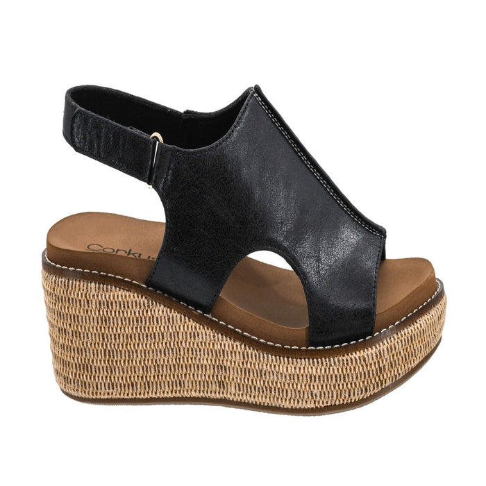 Corkys Footwear Women's Volta II Black II Wedge Sandal
