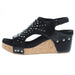 Corkys Footwear Women`s Docie Doe Black Studded Wedge Sandal