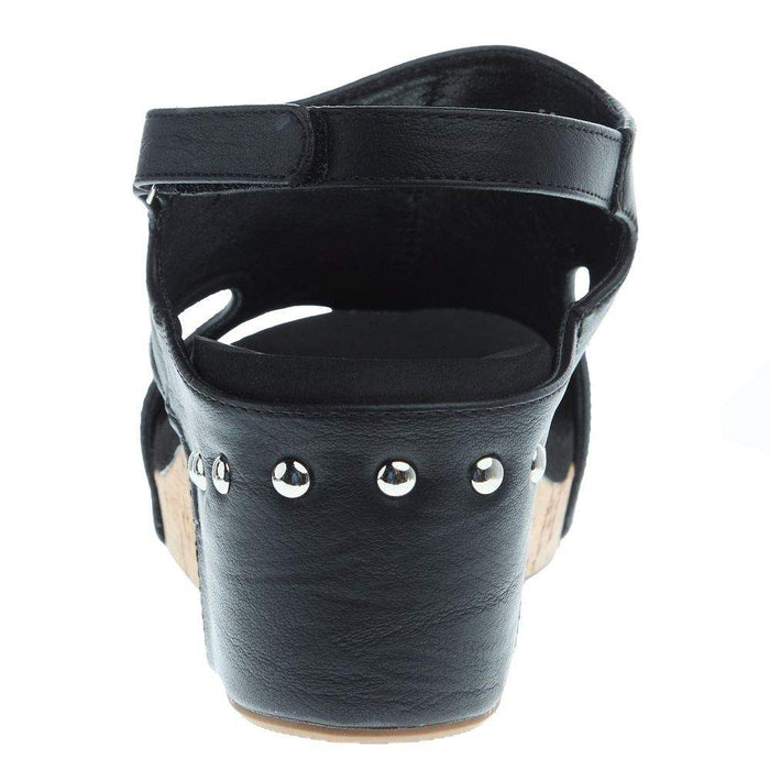 Corkys Footwear Women`s Docie Doe Black Studded Wedge Sandal