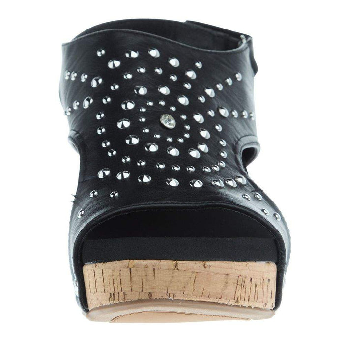 Corkys Footwear Women`s Docie Doe Black Studded Wedge Sandal