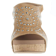 Corkys Footwear Women`s Docie Doe Caramel Studded Wedge Sandal