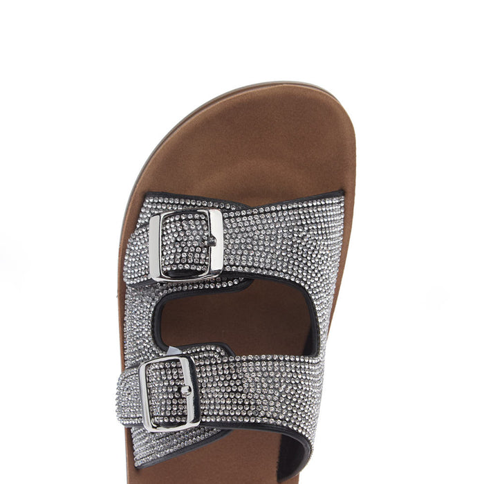 Corkys Footwear Women's Lets Be Real Black Rhinestones Sandal