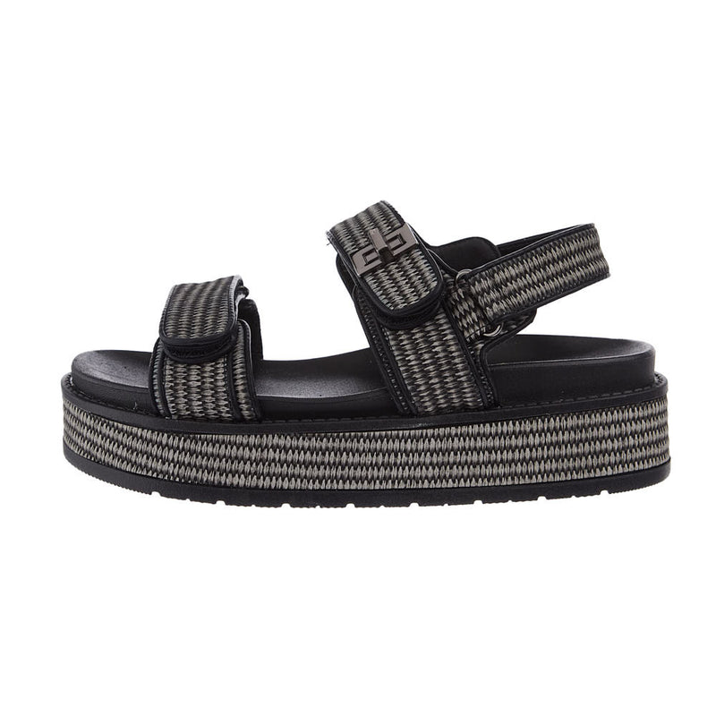 Corkys Footwear Womens Go For It Black Raffia Sandals