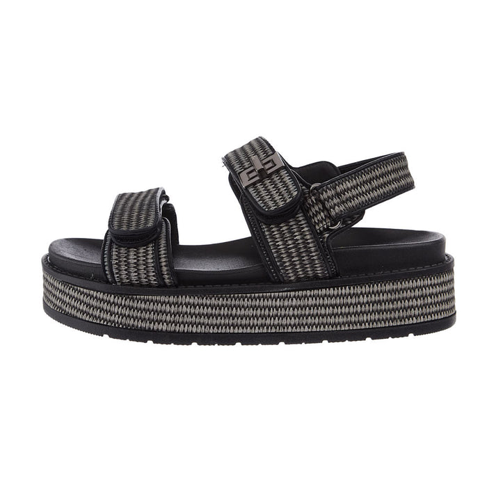 Corkys Footwear Womens Go For It Black Raffia Sandals