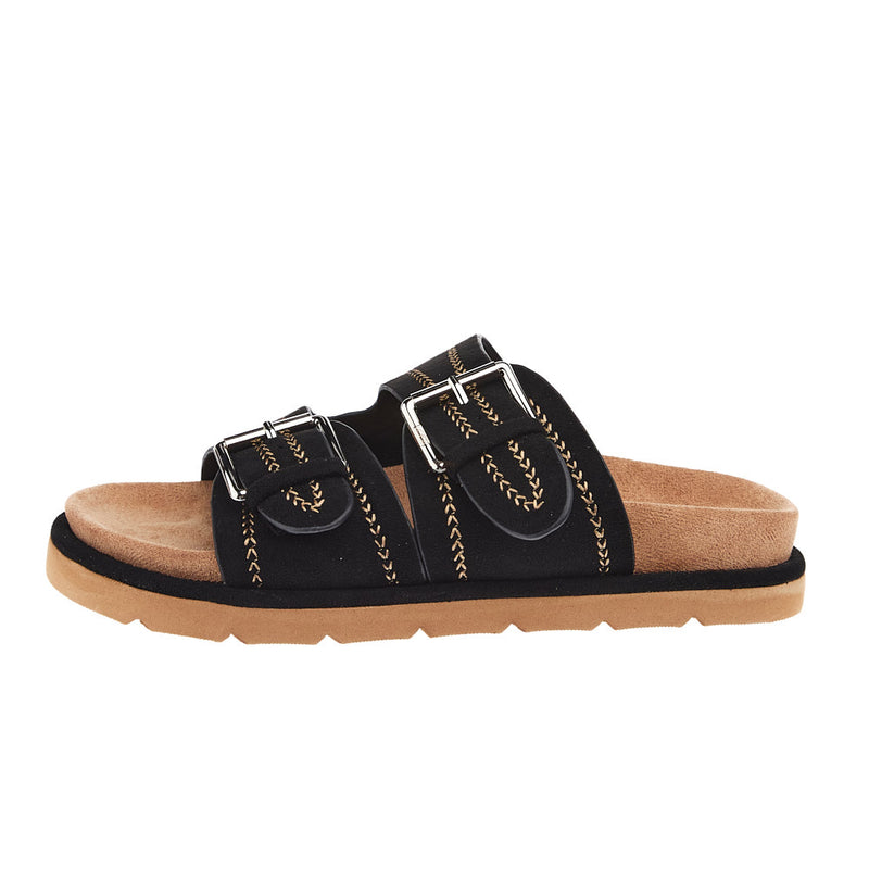 Corkys Footwear Women`s Smitten Black Faux Suede Sandal