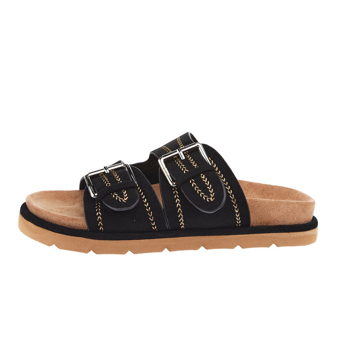 Corkys Footwear Women`s Smitten Black Faux Suede Sandal