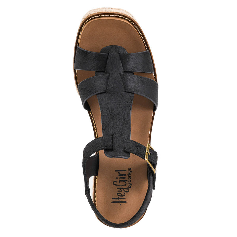 Corkys Footwear Women's Something's Fishy Black Wedge Sandal