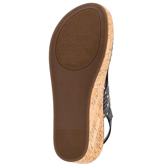 Corkys Footwear Women's Black Studded Can We Go Wedge Sandal