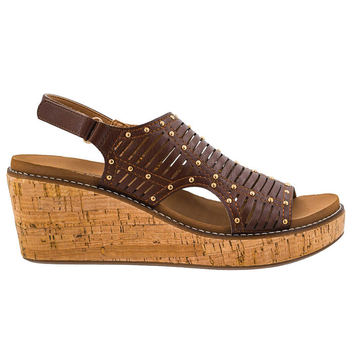 Corkys Footwear Women's Mahogany Studded Can We Go Wedge Sandal