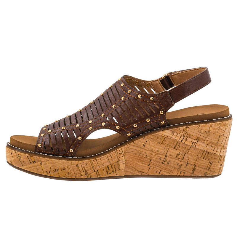 Corkys Footwear Women's Mahogany Studded Can We Go Wedge Sandal