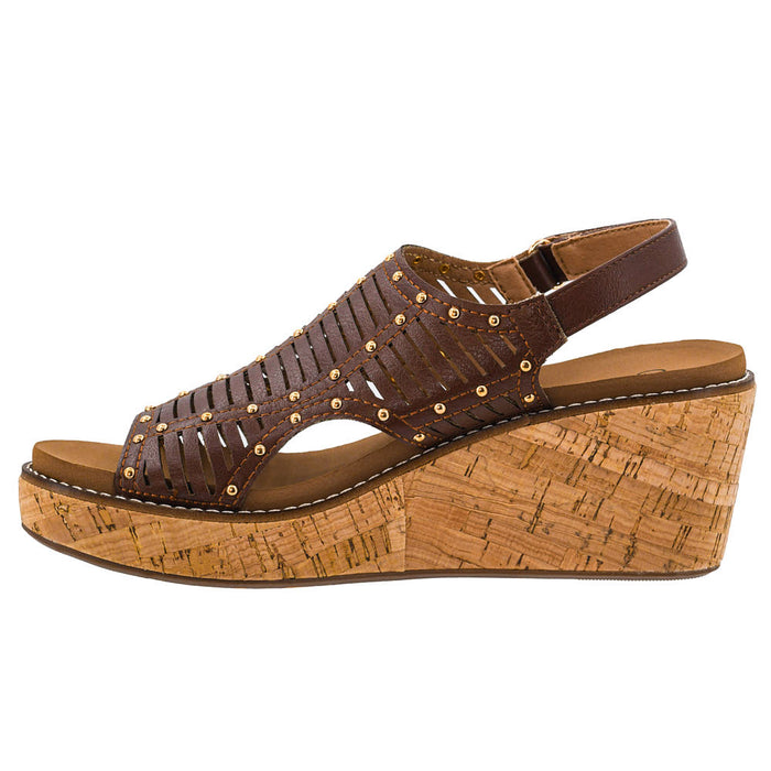 Corkys Footwear Women's Mahogany Studded Can We Go Wedge Sandal