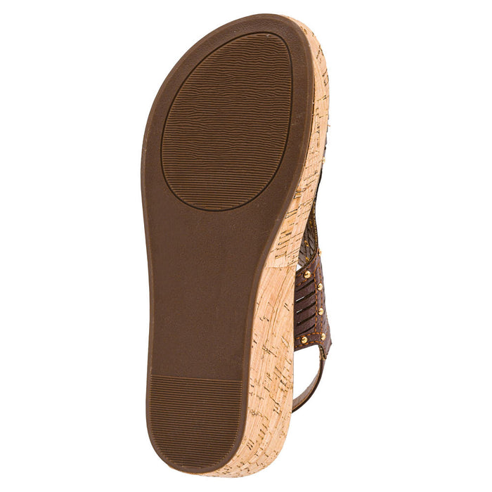 Corkys Footwear Women's Mahogany Studded Can We Go Wedge Sandal
