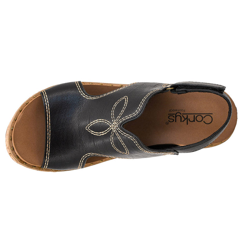 Corkys Footwear Women's Black Darlin Wedge Sandal
