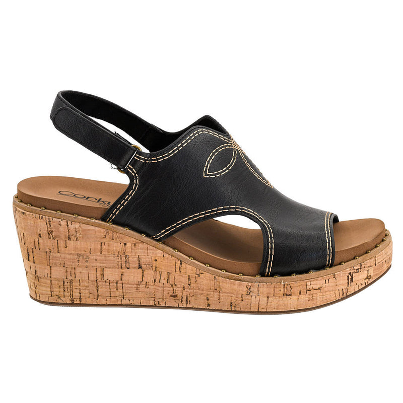 Corkys Footwear Women's Black Darlin Wedge Sandal