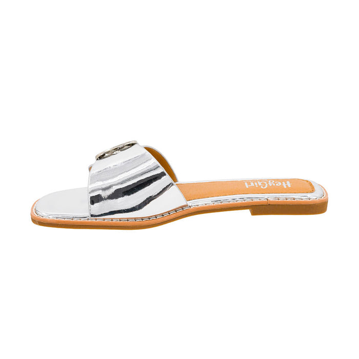 Corkys Footwear Women's Pick Me Up Silver Mirror Metallic Sandal