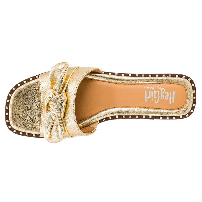 Corkys Footwear Women's Gold Crinkle Metallic Clam Bake Sandal