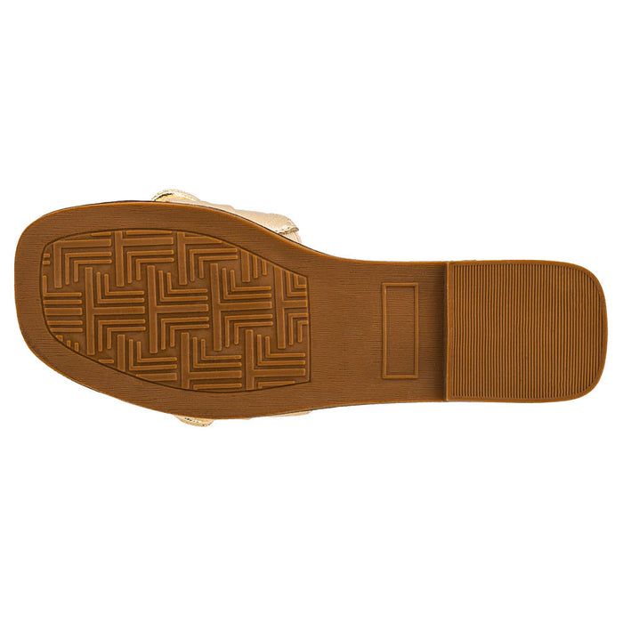 Corkys Footwear Women's Gold Crinkle Metallic Clam Bake Sandal