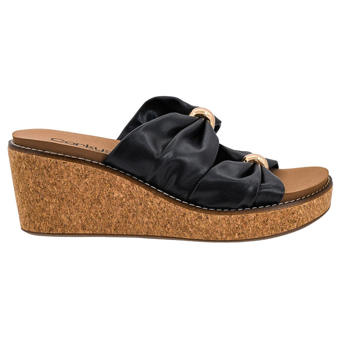 Corkys Footwear Women's Black Miss Understood Wedge Sandal