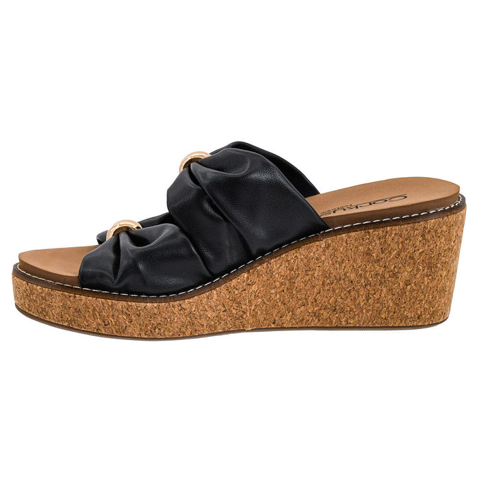 Corkys Footwear Women's Black Miss Understood Wedge Sandal