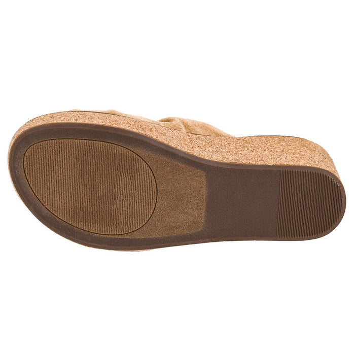 Corkys Footwear Women's Camel Faux Suede Miss Understood Wedge Sandal