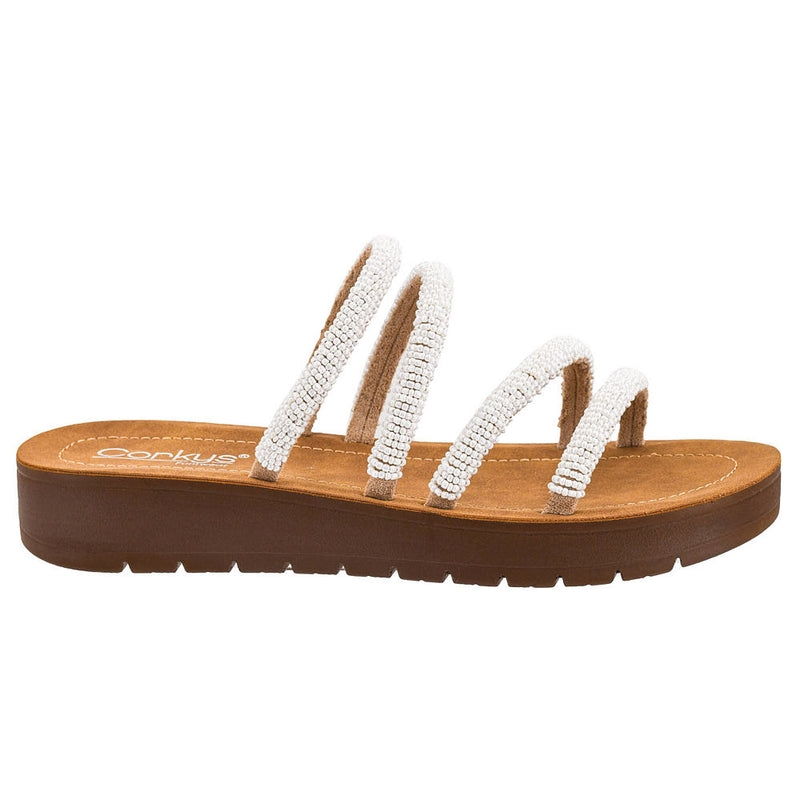 Corkys Footwear Women's Ivory Multi Beaded Sandal