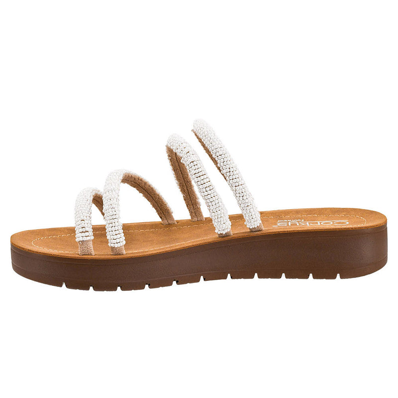 Corkys Footwear Women's Ivory Multi Beaded Sandal