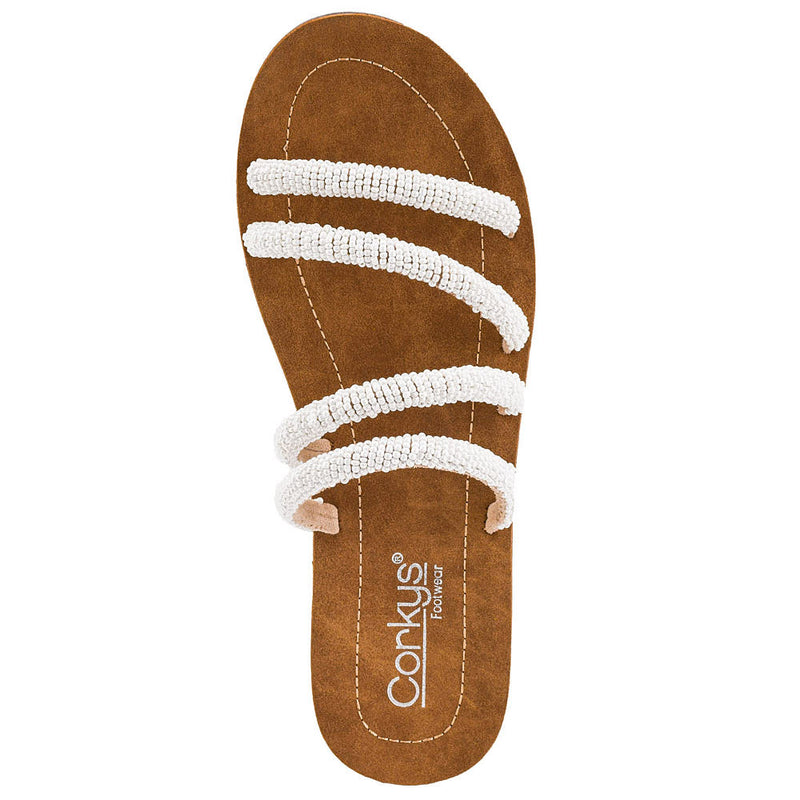 Corkys Footwear Women's Ivory Multi Beaded Sandal