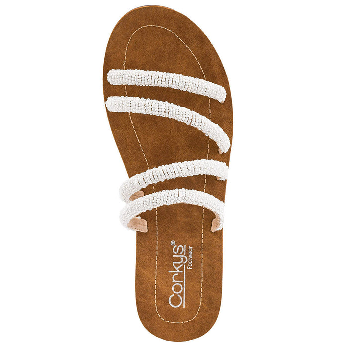 Corkys Footwear Women's Ivory Multi Beaded Sandal