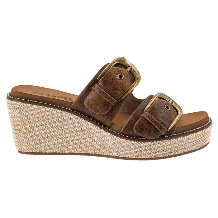 Corkys Footwear Women's Cognac Manifest Buckle Wedge Sandal