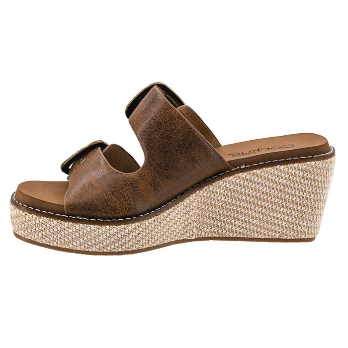 Corkys Footwear Women's Cognac Manifest Buckle Wedge Sandal