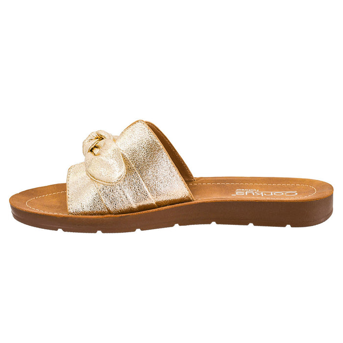 Corkys Footwear Women's Gold Crinkle Metallic Too Cute Sandal