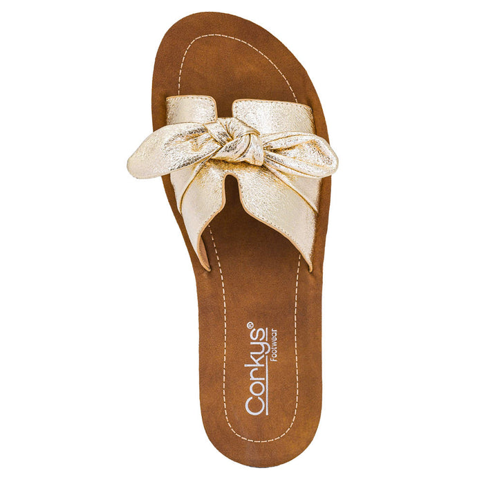 Corkys Footwear Women's Gold Crinkle Metallic Too Cute Sandal