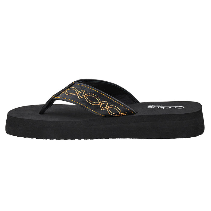 Corkys Footwear Women's Black Overboard Stitched Sandal