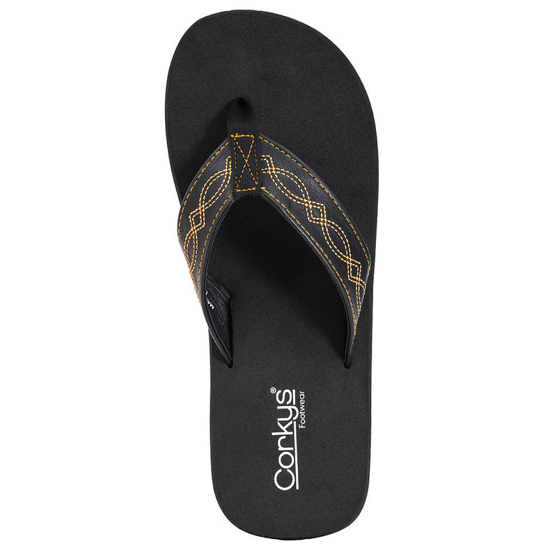 Corkys Footwear Women's Black Overboard Stitched Sandal