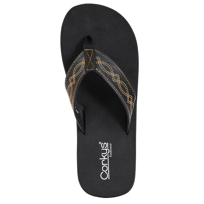 Corkys Footwear Women's Black Overboard Stitched Sandal