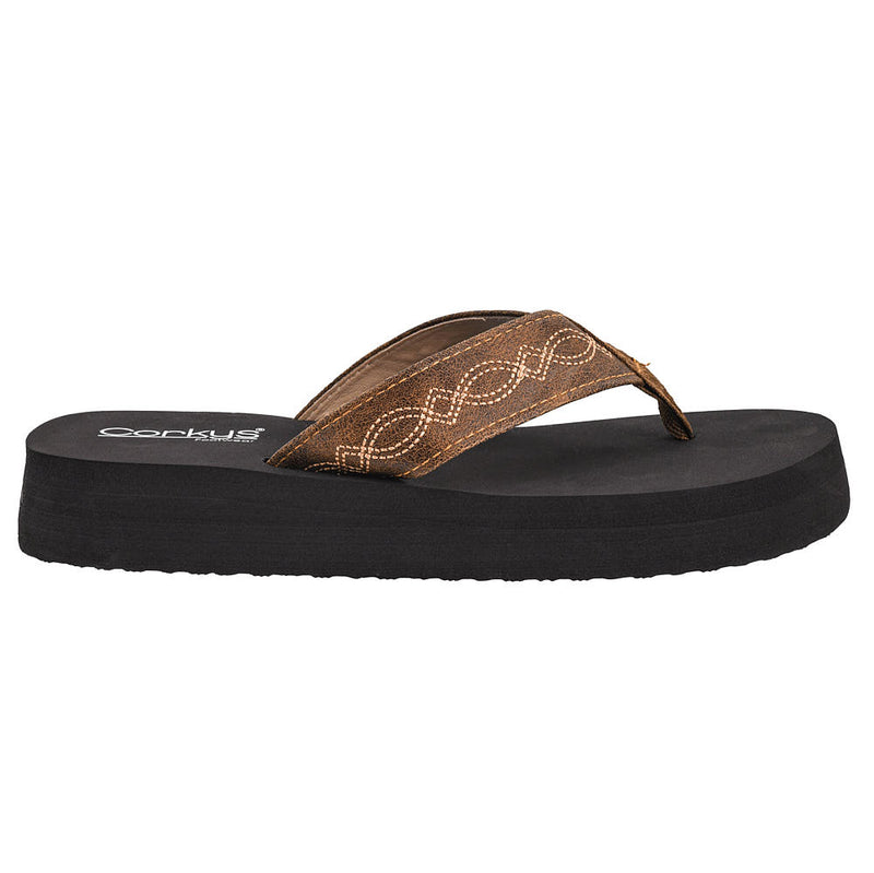 Corkys Footwear Women's Brown Overboard Saddle Stitched Sandal