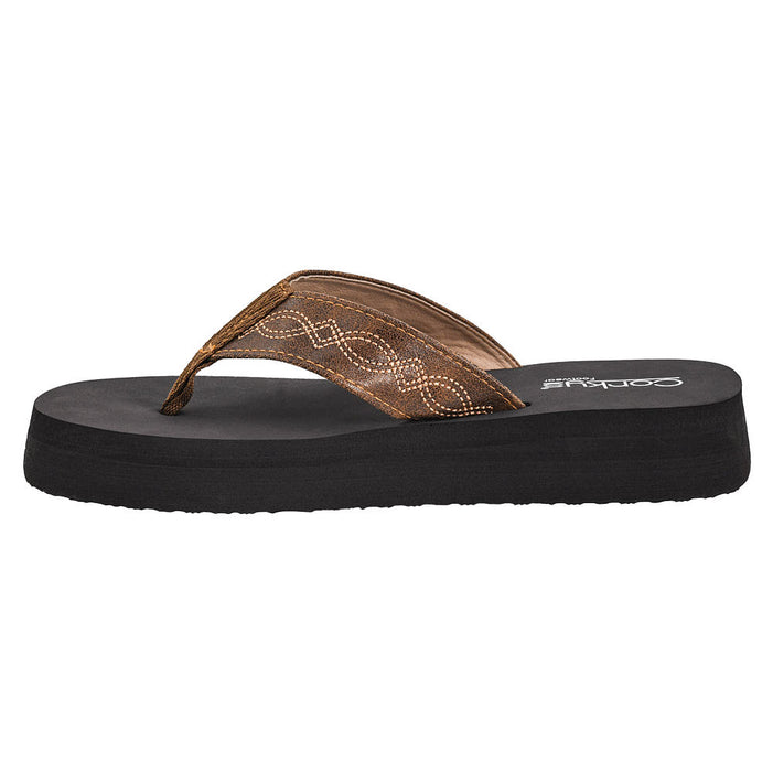 Corkys Footwear Women's Brown Overboard Saddle Stitched Sandal