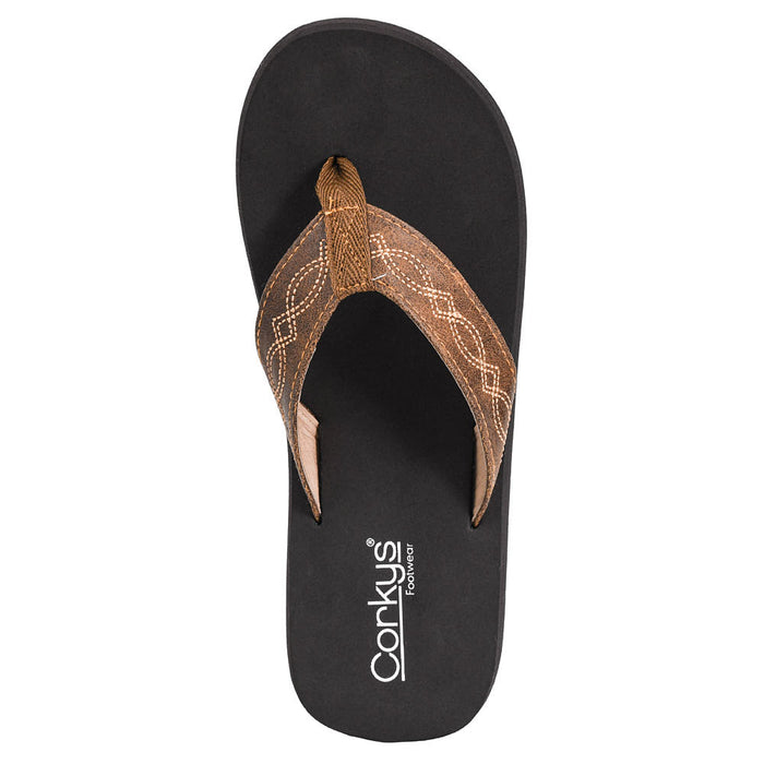 Corkys Footwear Women's Brown Overboard Saddle Stitched Sandal