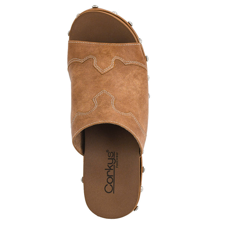 Corkys Footwear Women's Actin Up Cognac Wedge Sandal